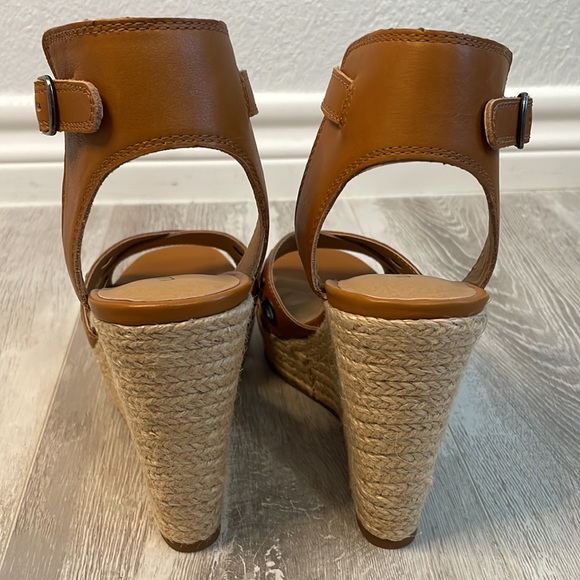 NIB Lucky Brand Leander Cafe Scilla Brown Grommet Platform Wedge Sandals 6.5 - Picture 5 of 8